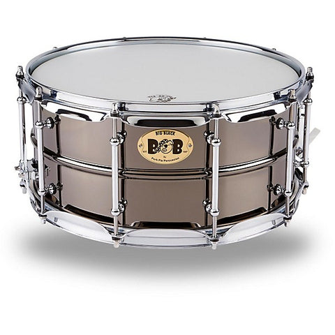 Pork Pie Big Black Brass Snare Drum With Tube Lugs and Chrome Hardware