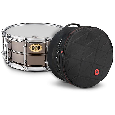 Pork Pie Big Black Brass Snare Drum With Tube Lugs and Chrome Hardware With Protection Racket Case